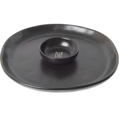 Rae Dunn Black Large Chips And Dip Platter-image