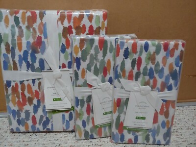 3pc Pottery Barn Annabel King Cal King Duvet Cover Euro Shams Watercolor Dot NEW-image