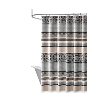 Madison Park Princeton Geometric Jacquard Fabric Shower Curtain-image