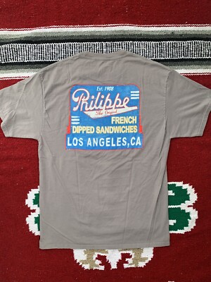 Philippe’s The Original French Dip Sandwich LA Men’s Large Gray T-Shirt-image
