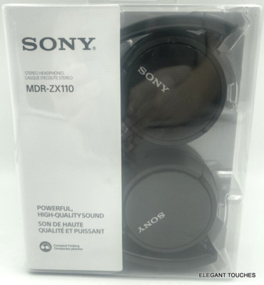 Sony MDR-ZX110 Black On-Ear Wired Stereo Headphones Extra Bass Headband-image