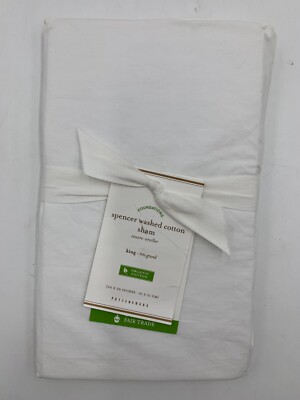 Pottery Barn Spencer Washed Organic Cotton Percale Sham King White #H220-image