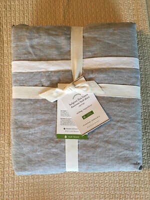 Pottery Barn Belgian Flax Linen Duotone King/ Cal Kg Bedskirt Flagstone-image