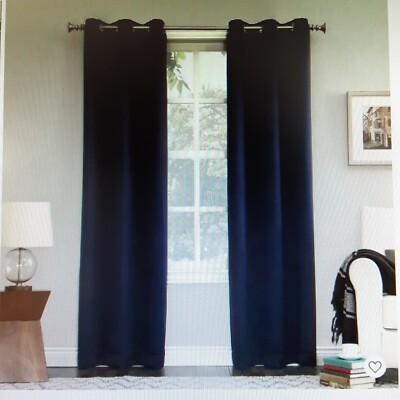 Sun Zero Navy Blue  Blackout Grommet Curtain  Panels 40