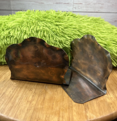Hand Wrought copper seashell bookends polished By Rochester Metal Craftsmen-image