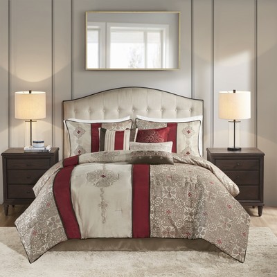 Madison Park Donovan 7 Piece Comforter Set Machine-washable  polyester Queen Red-image