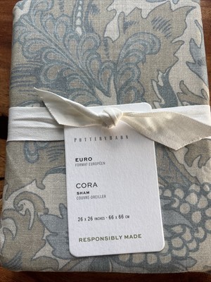 Pottery Barn Cora Organic Percale Euro Sham Blue NWT-image