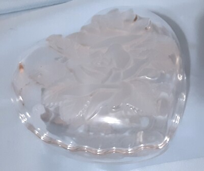 Winter Rose Etched Heart Box Covered glass Candy Dish by Studio Nova-image