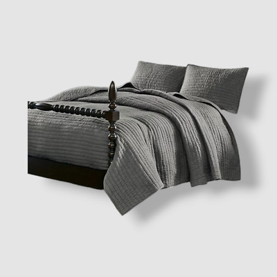 Madison Park Gray Signature Serene Hand Quilted 3-Pc. Coverlet Set Size King-image