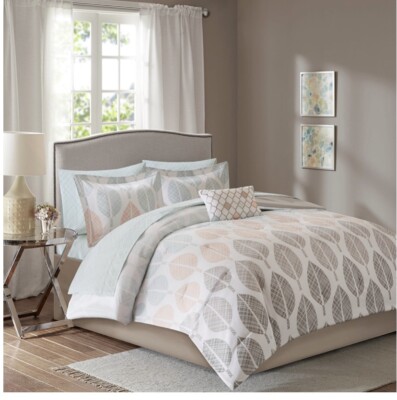 Madison park Twin Central Park Comforter & Cotton Sheet Set, Orange Pink Green-image