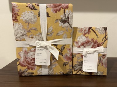 Pottery Barn ANSLEY YELLOW FLORAL Duvet Full / Queen & 1 Standard Sham-image