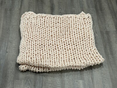 IENJOY HOME Home Collection Premium Chunky Knit Blanket In Blush Pink $199-image