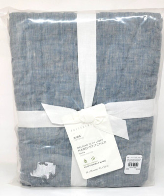 ONE Pottery Barn BELGIAN FLAX LINEN Hand-Stitched Pillow Sham KING NWT  #P504-image