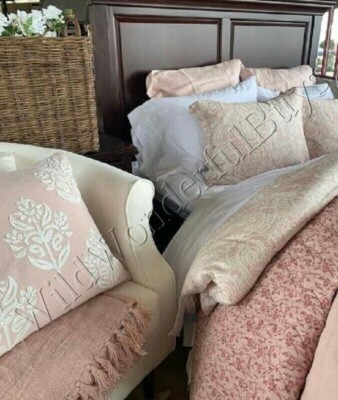 Pottery Barn Vanessa Paisley Duvet Cover Soft Rose Blush Queen 2 Euro Shams 3p🦩-image