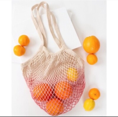 Camp Collection Dip Dye Woven Cotton Market Tote~Ombre~Beige/Pink~NIP~Ships Free-image