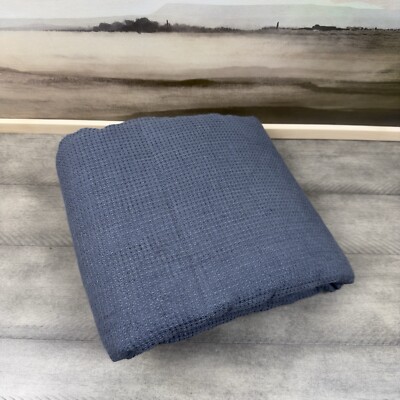 Pottery Barn Belgian Flax Linen Waffle Comforter Sham Euro Steel Blue NWOT-image