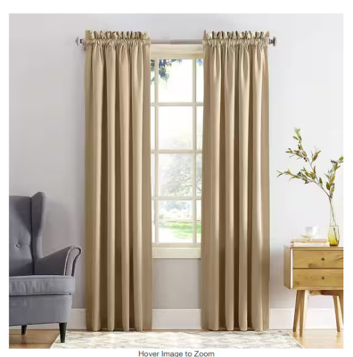 Sun Zero Taupe Solid Rod Pocket Room Darkening Curtain - 54 in. W x 84 in. L-image
