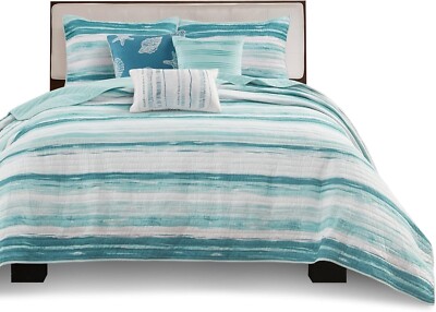 Madison Park Quilt Set Cottage Coastal Design, 6 Piece Set - All Season, Coverle-image