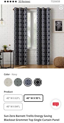 Sunzero Barnett Trellis Grommet Single Panel New 40”x95”-image