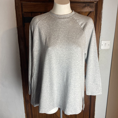 Eileen Fisher Womens Grey Long Sleeve Split Dip Hem Top Size L-image