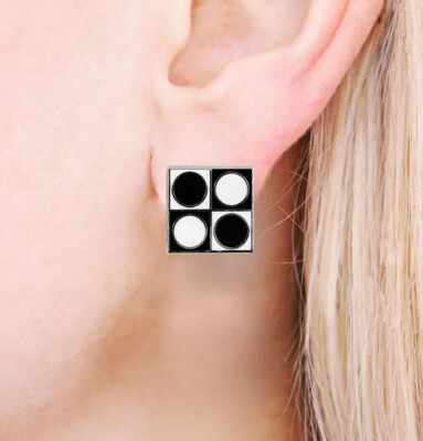 Vintage ACME Studio “Geometri” Enamel Earrings By Danish Designer VERNER PANTON-image