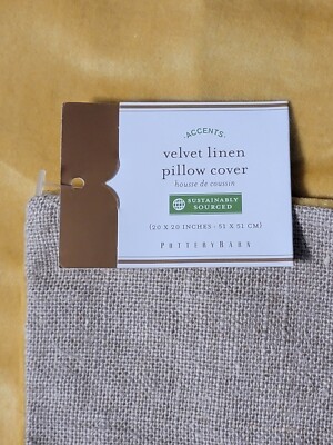 Velvet Linen Pillow Cover 20 X 20 In Pottery Barn Daffodil Yellow-image