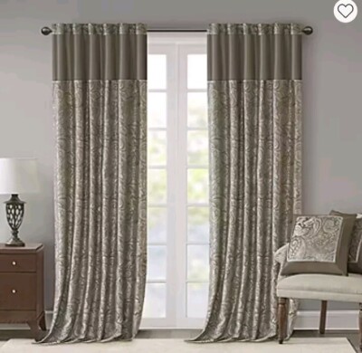 Madison Park Churchill  Set Of 2 Curtain Panel 50in x 84in Brown/Blue -image