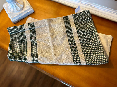 Pottery Barn Blaine Striped Pillow Cover Green/Tan 22”x22” NWT-image