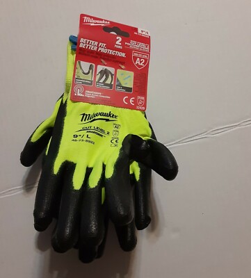 Milwaukee Large High-Visibility Cut 2 Resistant Polyurethane Dipped Glove Bundle-image
