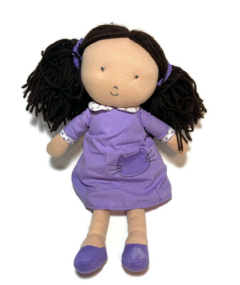Pottery Barn Kids My First Doll Soft Baby Sophia Purple Kitty Cat Dress Plush -image