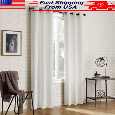 Arlo Textured Thermal Insulated Grommet Curtains 40x84 Set of 2 Pearl White New-image