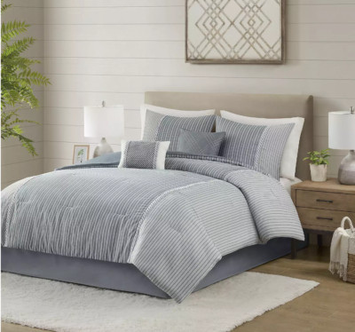 Madison Park Bristol 6-Piece Striped Comforter Set Throw Pillows Cambray KING-image