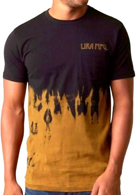 NEW LIRA BLACK GRAPHIC DIP DYE BLEACH T-SHIRT SIZE LARGE BUCKLE-image
