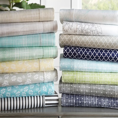 Ultra Soft 4 Piece Bed Sheet Sets Deep Pocket Kaycie Gray Fashion Collection-image