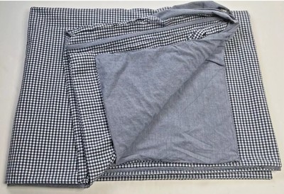 Pottery Barn Kids Duvet Queen Blue White Gingham Plaid 100% Cotton Duvet-image