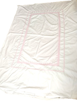 Pottery Barn kids Duvet Cover 100% Cotton White with Pink Embroidery Twin 85x62-image