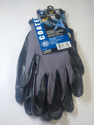 West Chester Nitrile Dipped Gloves Large Medium Duty  Nylon Shell NWT 2 Pairs-image