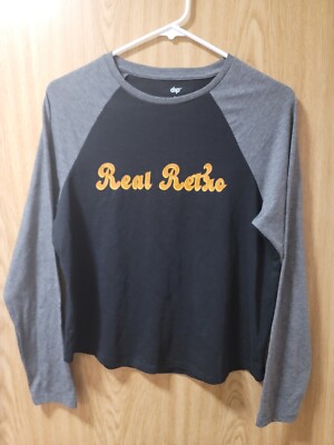 Dip Unisex Mens Womens Real Retro Black Grey Long Sleeve T-Shirt~Size L-image