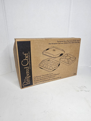 Pampered Chef Chillzanne Rectangle Server Deviled Eggs Veggie Dip Tray 2781-image