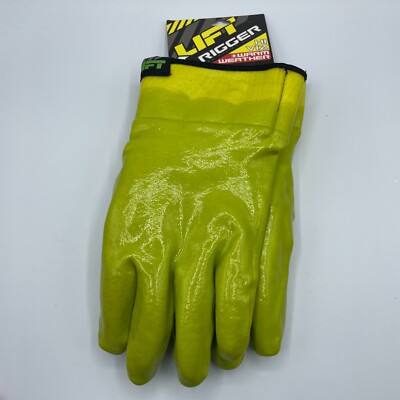 Lift Rigger Dipped Neon Safety Gloves L Green Yellow Work-image