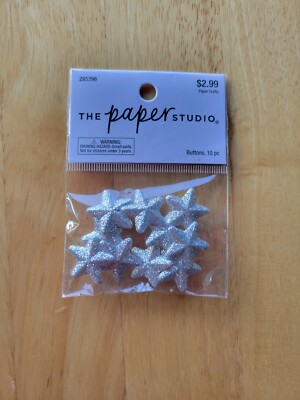 The Paper Studio Silver Star Buttons 10 pieces-image