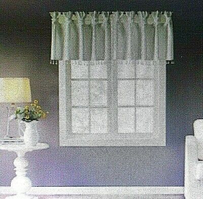 Madison Park Emilia Twisted Tab with Beads Valance White 50