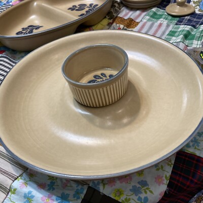 Pfaltzgraff Folk Art Blue and Tan large 10