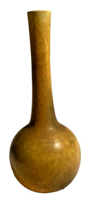 Studio Art Pottery Vase Yellow Gold Green Mix Bulbous Gord Porcelain 11 Inches-image