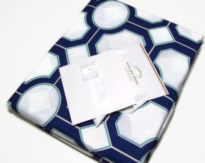 Pottery Barn Multi Colors Cotton Blue Gray Nova Geo Shape Full Queen Duvet Cover-image