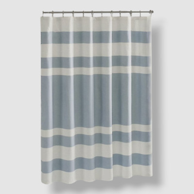 Madison Park Blue Spa Waffle 3M Scotchgard Shower Curtain Size 72