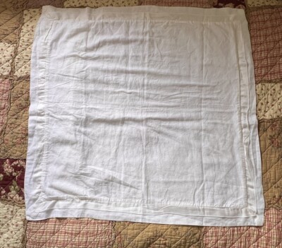 POTTERY BARN EURO SHAM STARK WHITE LINEN BLEND RIBBON DETAIL-image