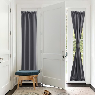 PONY DANCE French Door Curtain - Grey Blackout Drape Energy Saving Thermal-image