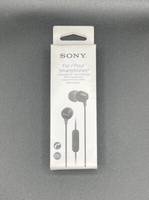 Sony comfortable fit stereo headphones for smartphones with mic MDR-EX15AP Black-image