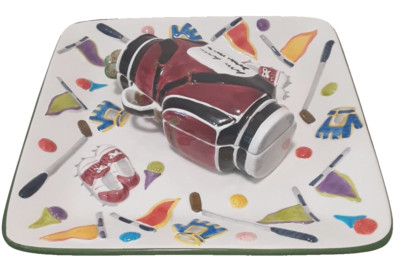 Golf Bag Ball Club Platter Chip & Dip Serving Tray 13